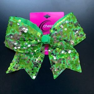 NWT Green Sequins Cheer/Hair Bow